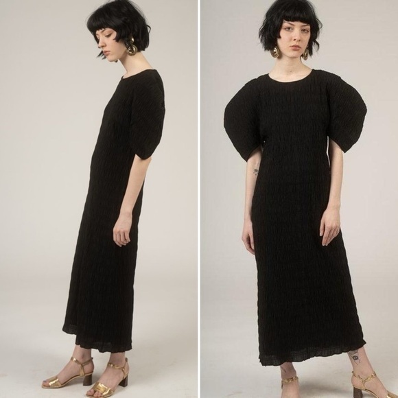 Mara Hoffman Aranza Dress in Black Gauze Popcorn Size Small - Picture 8 of 8